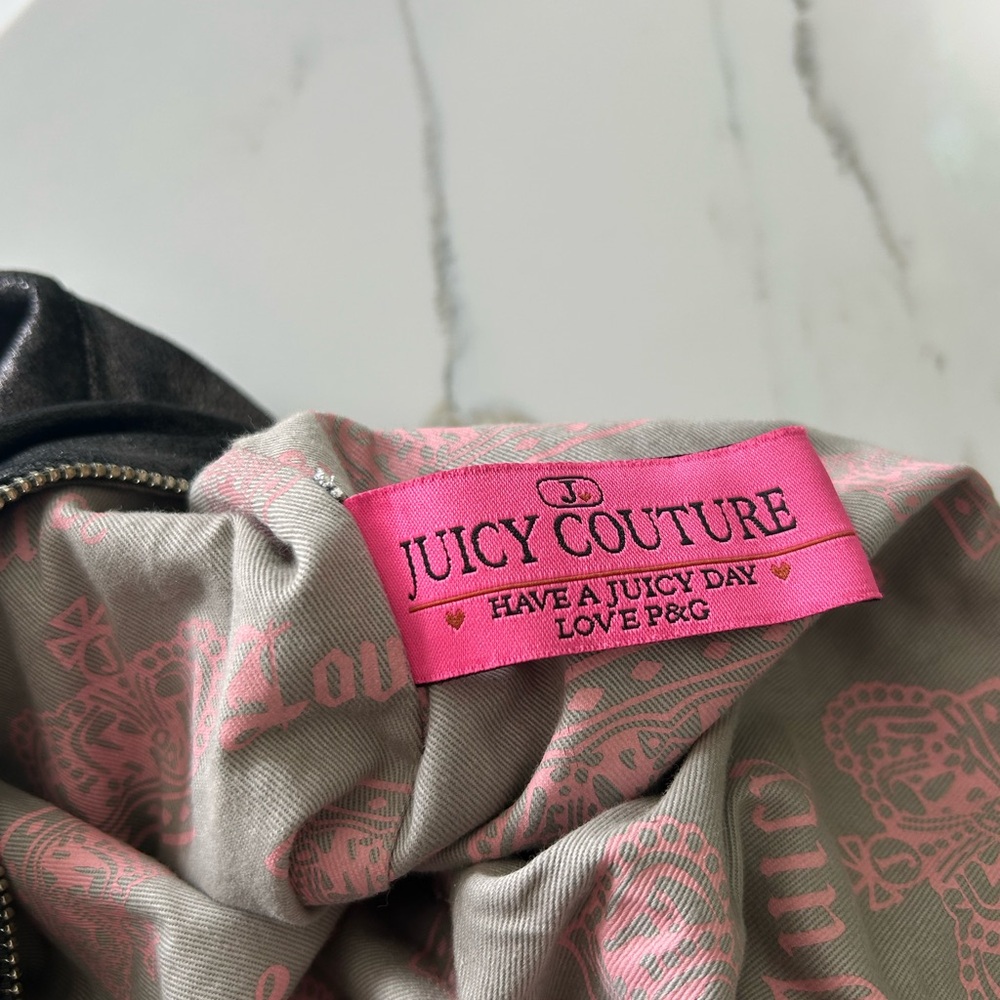 Vintage Juicy Couture Black Metallic Leather Shoulder Bag - Picture 2 of 14